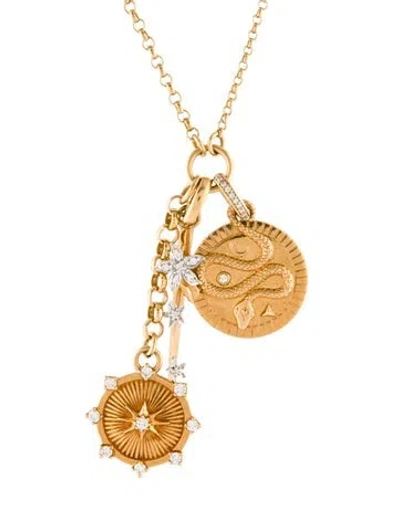 Pre-owned Foundrae 18k Diamond Wholeness, True Love, & Blossoms Thorn Pendant Necklace, 17.75", 17.75" In Multi