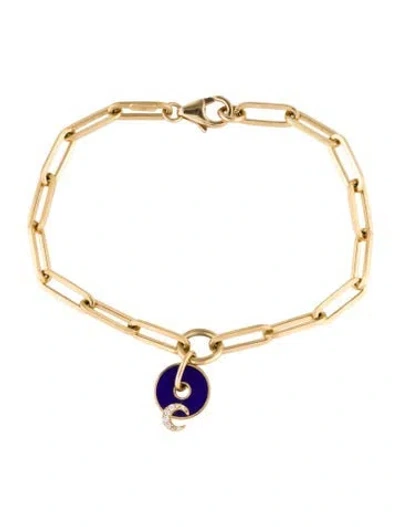 Pre-owned Foundrae 18k Enamel & Diamond Bracelet, 6.25" In Blue