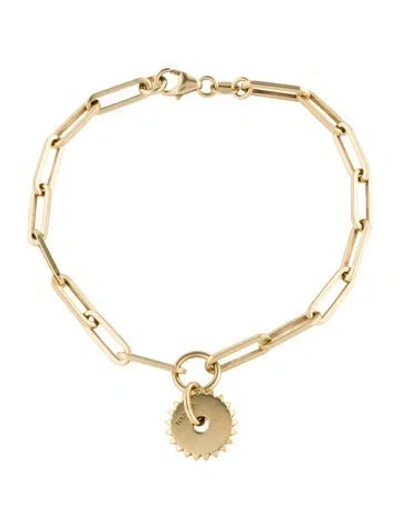 Pre-owned Foundrae 18k Enamel Blossoms Resilience Disc Clip Link Bracelet, 6.5" In Black