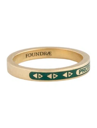 Pre-owned Foundrae 18k Enamel Champleve Band In Green