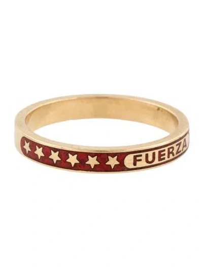 Pre-owned Foundrae 18k Enamel Fuerza Ring In Red