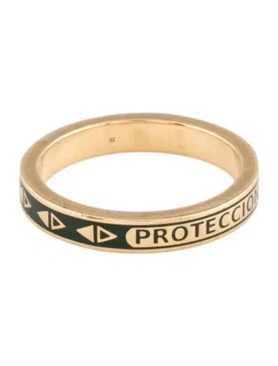 Pre-owned Foundrae 18k Enamel 'proteccion' Band In Green