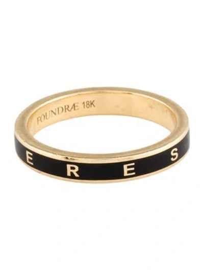 Pre-owned Foundrae 18k Enamel Resilience Thin Champleve Band Ring In Black