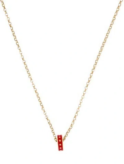 Pre-owned Foundrae 18k Enamel Stregth Heart Beat Necklace, 18" In Multicolor