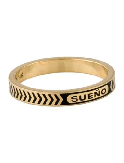 Pre-owned Foundrae 18k Enamel Sueno Band In Black