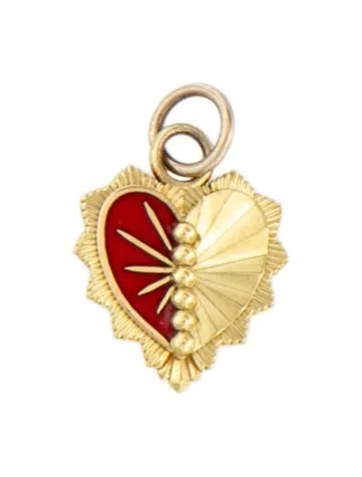 Pre-owned Foundrae 18k Enamel True Love Medallion Pendant In Red