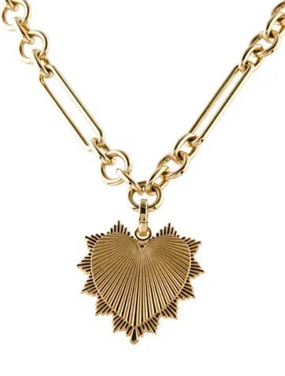 Pre-owned Foundrae 18k Heart Medallion Pendant Annex Link Necklace, 16" In Multi