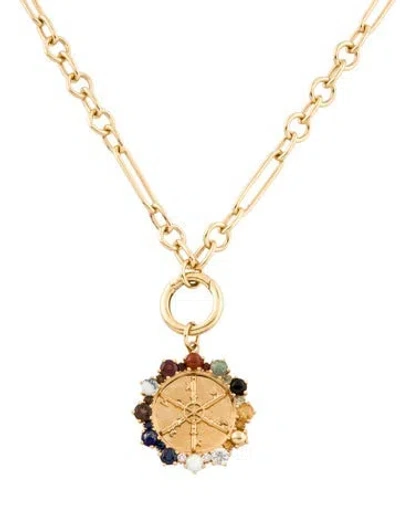 Pre-owned Foundrae 18k Multistone & Diamond 'aether' Pendant Necklace, 15.75"