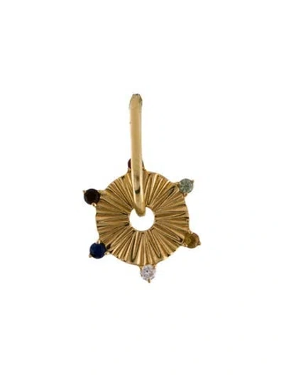 Pre-owned Foundrae 18k Multistone Element Disc Charm Single Earring