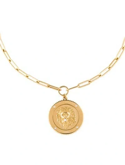 Pre-owned Foundrae 18k Open Link Large Medallion Necklace, 27" In Multi