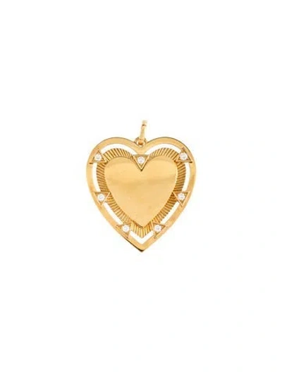 Pre-owned Foundrae 18k Oversized True Love Heart Medallion Pendant In Multicolor