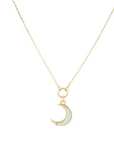 Pre-owned Foundrae 18k Prasiolite Crescent Karma Pendant On Unbranded Chain Necklace, 16" In Multi