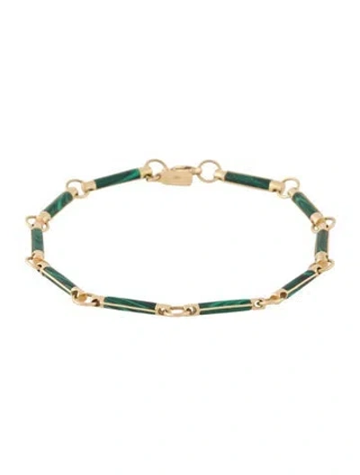 Pre-owned Foundrae 18k Resin Bar Link Bracelet, 7.5" In Green