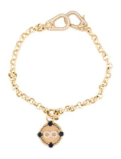 Pre-owned Foundrae 18k Sapphire & Diamond Medium Belcher 'infinity' Charm Bracelet, 6" In Multi
