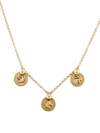 Pre-owned Foundrae 18k Stationary Medallion Necklace, 16" In Multi