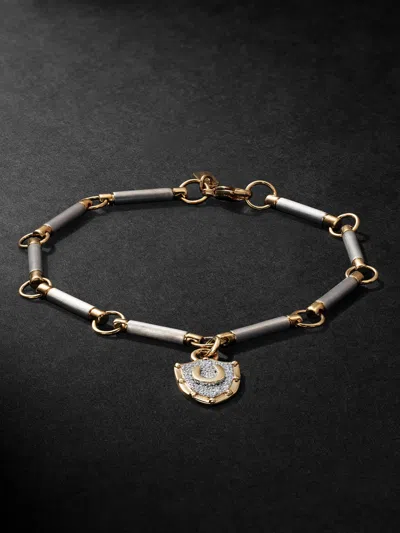 Foundrae 18-karat White And Yellow Gold Diamond Bracelet In Red