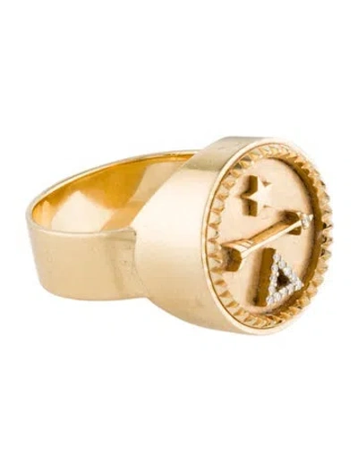 Pre-owned Foundrae Balance Big Daddy Signet Ring In Multi