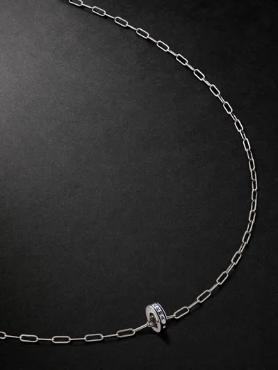 Foundrae Heart Beat Karma 18-karat White Gold And Ceramic Necklace In Silver
