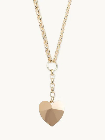Foundrae Heavy Mixed Belcher Chain Necklace With Faceted Heart Pendant 18k Yellow Gold