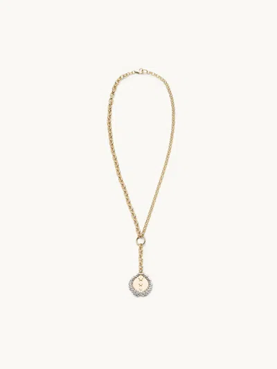 Foundrae Heavy Mixed Belcher Extension Chain Necklace With Per Aspera Ad Astra Medallion 18k Yellow Gold / Wh
