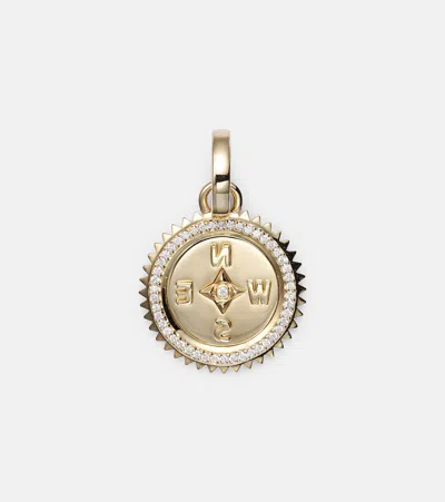 Foundrae Internal Compass 18kt Gold Pendant Necklace With Diamonds