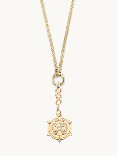 Foundrae Medium Open Belcher Extension Chain Necklace With True Love Medallion 18k Yellow Gold / Diamonds