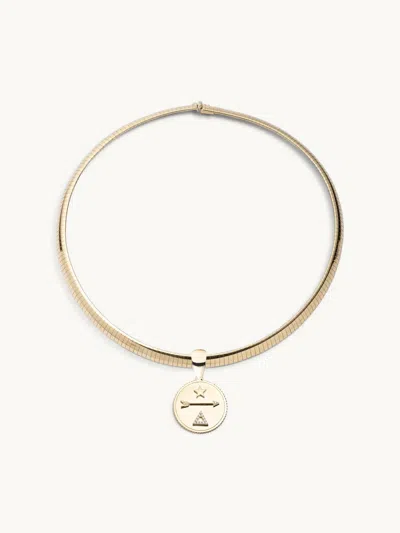 Foundrae Medium Sleek Collar Necklace With Dream Medallion 18k Yellow Gold / Diamond