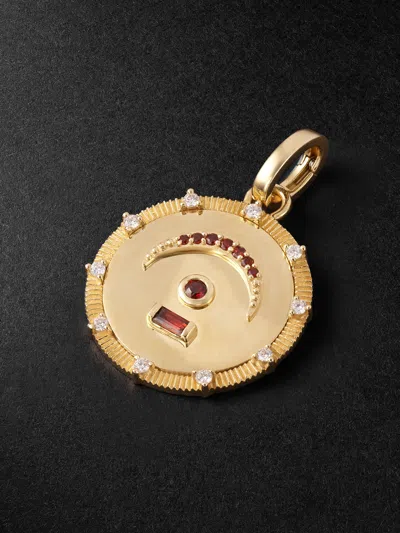 Foundrae Pause 18-karat Gold, Garnet And Diamond Pendant