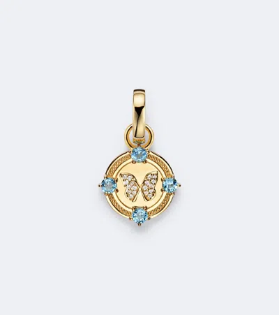 Foundrae Reverie Butterfly 18kt Gold Pendant With Diamonds And Topaz