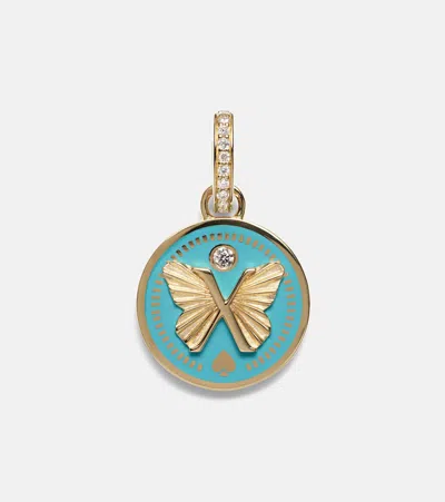 Foundrae Reverie Petite 18k Gold And Ceramic Pendant With Diamonds