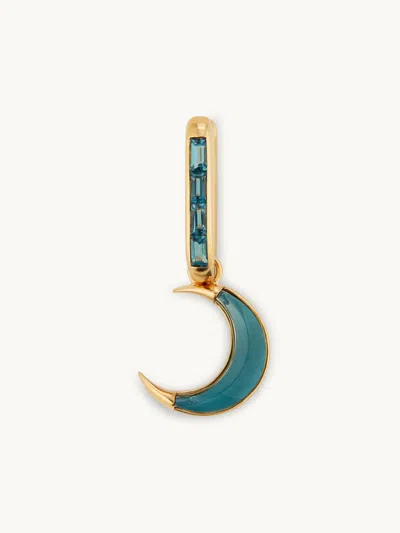 Foundrae Small Baguette Fob And Blue Topaz Crescent 18k Yellow Gold / Blue Topaz