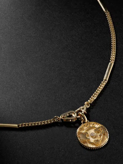 Foundrae Strength Sister Hook Gold Diamond Pendant Necklace