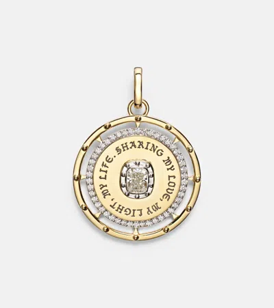 Foundrae True Love Lovestruck Commitment Large 18kt Gold Pendant With Diamonds