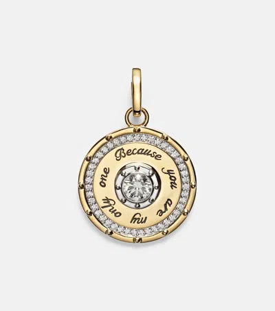 Foundrae True Love Lovestruck Commitment Medium 18kt Gold Pendant With Diamonds