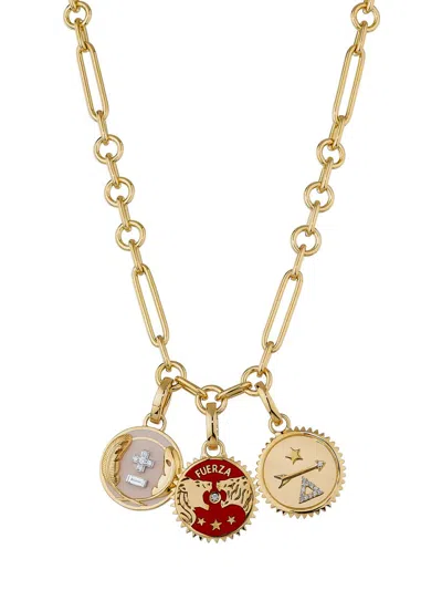 Foundrae Women's Dream, Strength & Vivacity 18k Yellow Gold, Enamel & 0.12 Tcw Diamond Necklace In Gray