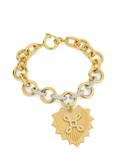 Foundrae Women's Heart Love Token Two-tone 18k Gold & 1.81 Tcw Diamond Charm Bracelet