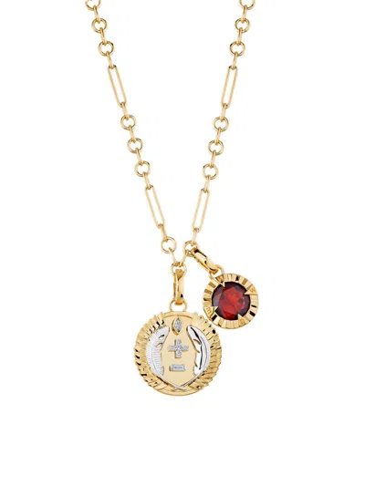 Foundrae Women's Internal Compass & Vivacity 18k Yellow Gold & Garnet Mixed Clip Chain Necklace