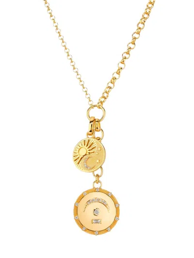 Foundrae Women's Internal Compass Balance & Pause 18k Yellow Gold & 0.24 Tcw Diamond Medallion Necklace
