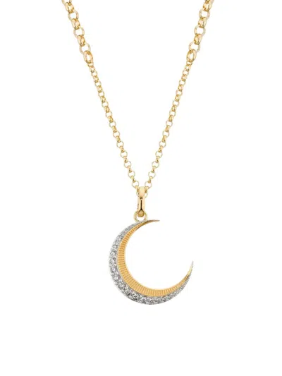 Foundrae Women's Karma 18k Yellow Gold & 0.58 Tcw Diamond Crescent Pendant Necklace