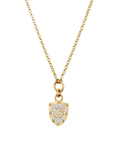 Foundrae Women's Protection 18k Yellow Gold & 0.19 Tcw Diamond Horseshoe Crest Pendant Necklace