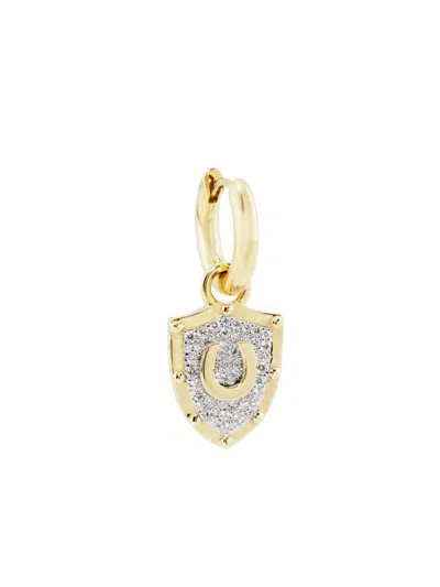 Foundrae Women's Protection 18k Yellow Gold & 0.19 Tcw Diamond Single Horseshoe Crest Drop Earring