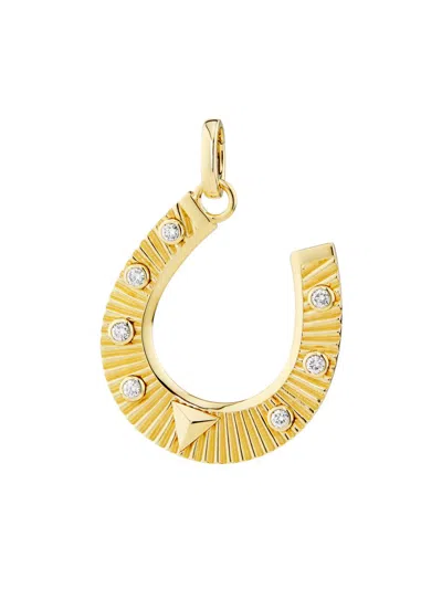 Foundrae Women's Protection 18k Yellow Gold & 0.23 Tcw Diamond Horseshoe Pendant