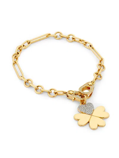 Foundrae Women's True Love Two-tone 18k Gold & 0.22 Tcw Diamond Clover Charm Bracelet