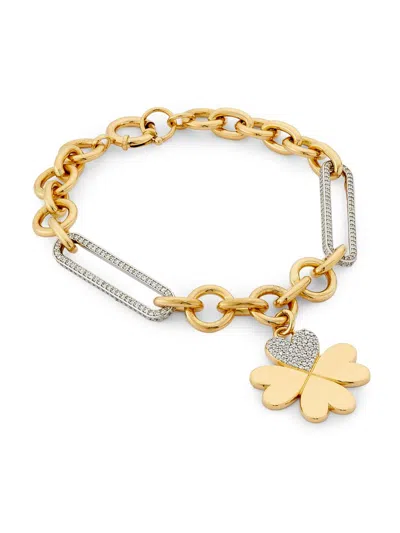 Foundrae Women's True Love Two-tone 18k Gold & 0.22 Tcw Diamond Clover Charm Bracelet