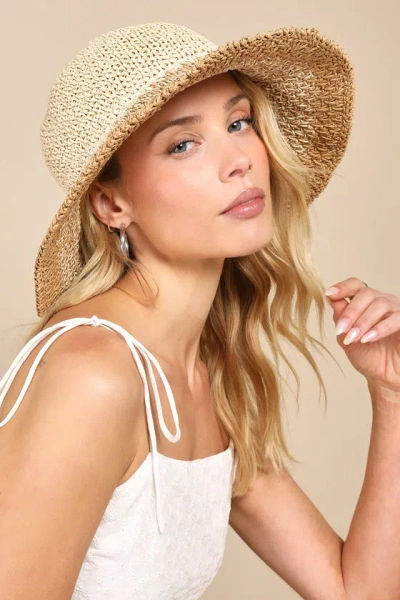 Four Buttons Sweetly Shaded Natural Beige Woven Ombre Sun Hat