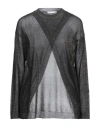 FOUR FRIENDS FOUR FRIENDS WOMAN SWEATER BLACK SIZE S VISCOSE, METALLIC POLYESTER