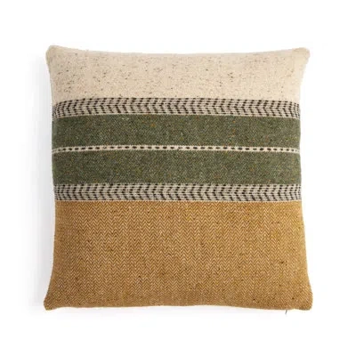 Four Hands Ambrose Wool Blend Throw Square Pillow Cover & Insert In Yellow