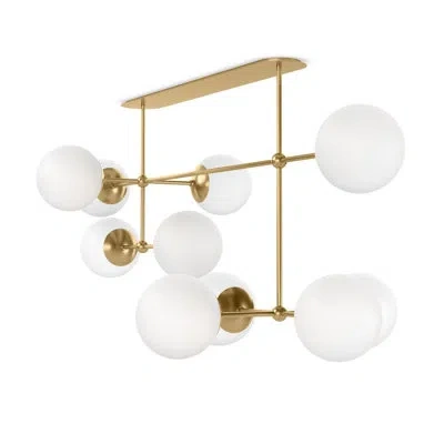 Four Hands Armstrong 10 - Light Dimmable Chandelier In Burnished Brass,opal Matte Glass