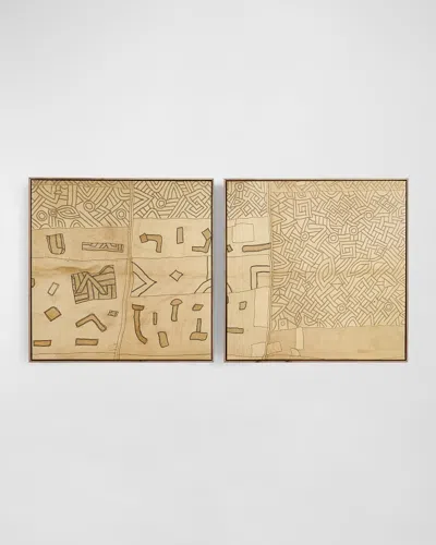 Four Hands Art Studio Kuba Diptych By Fh Art Studio In Taupe