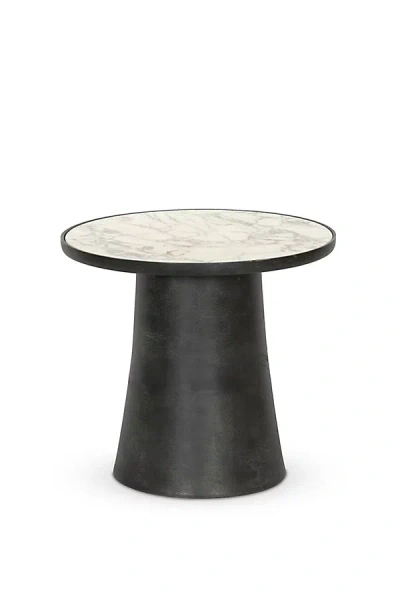 Four Hands Balboa Round Marble-top Outdoor Dining Table In Black